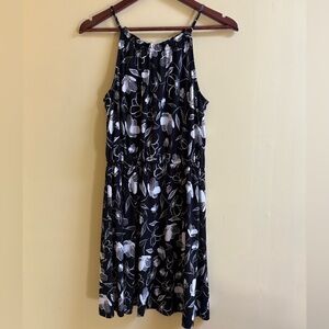 Banana Republic Black and White Floral Midi Dress